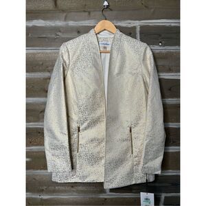 Calvin Klein CK Long Open-faced Long-Sleeve Blazer Gold Jacket Size 8 NWT